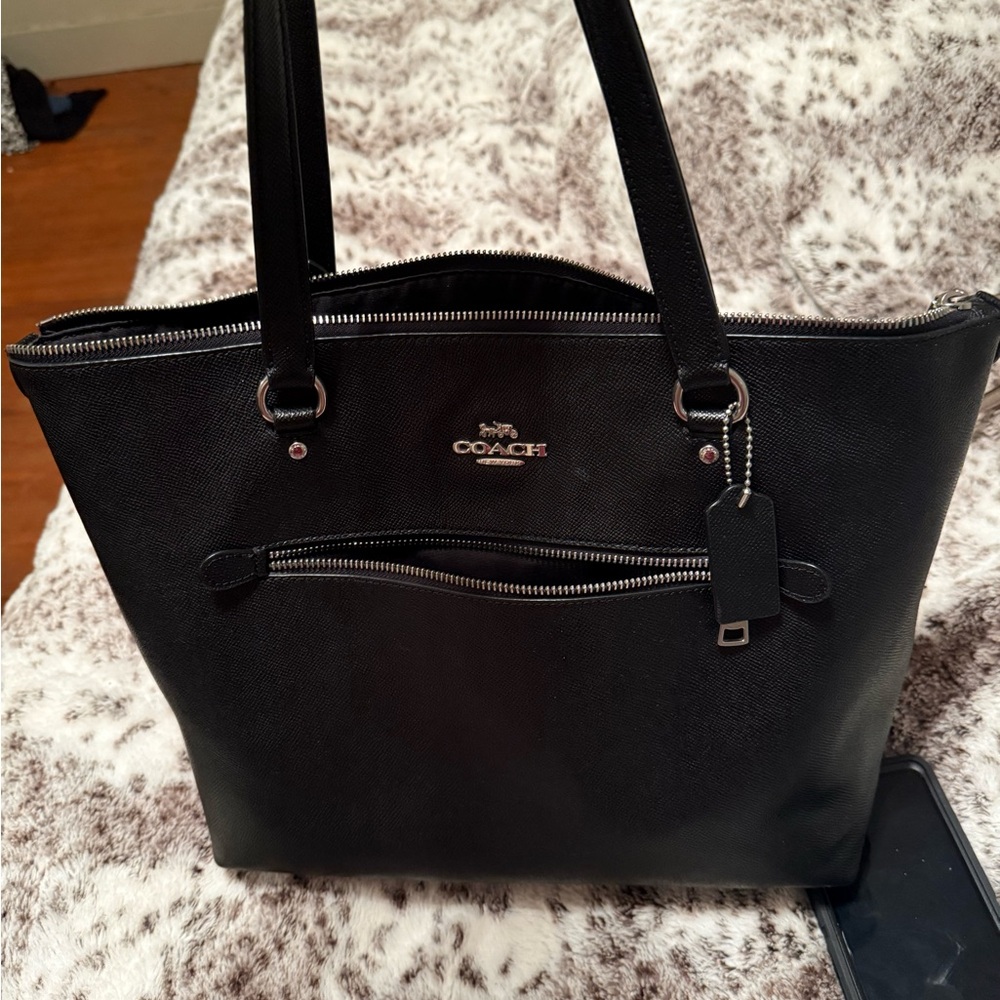 Coach Black Leather Tote Bag